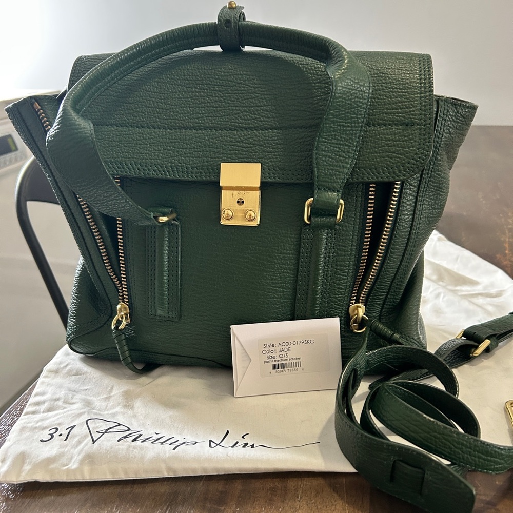 3.1 Phillip Lim Green Satchel with Gold Hardware